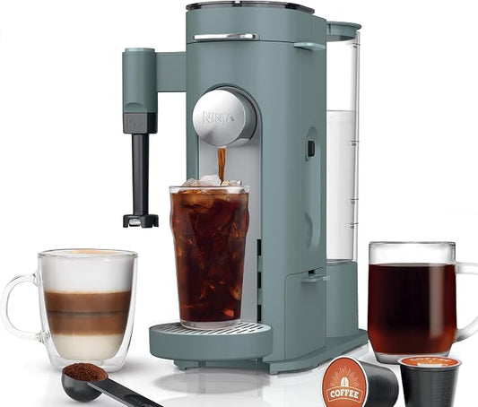 Ninja Pods & Grounds Coffee Maker, K-Cup Compatible, Sage Green, PB051SG | Built-In Milk Frother, 6-oz. Cup to 24-oz. Travel Mug Sizes, Iced Coffee Maker, 1550 watts by Unknown