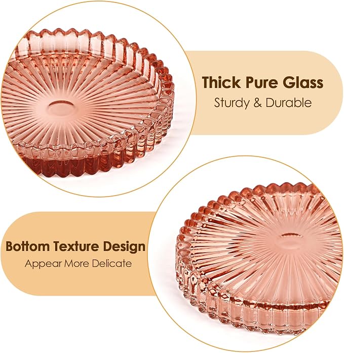Modern Clear Coaster Set of 5- Glass Coasters for Drinks, Clear Red | Crystal Coasters Round Cup Mat Coffee Table Decor for Office, Kitchen, Bar, Dining Room, Living Room, Patio - Image 4