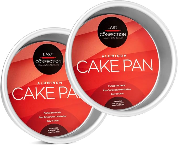 6 x 2 Inch Round Cake Pans, Set of 2 Anodized Aluminum Cake Pans Baking Tins by LastConfection