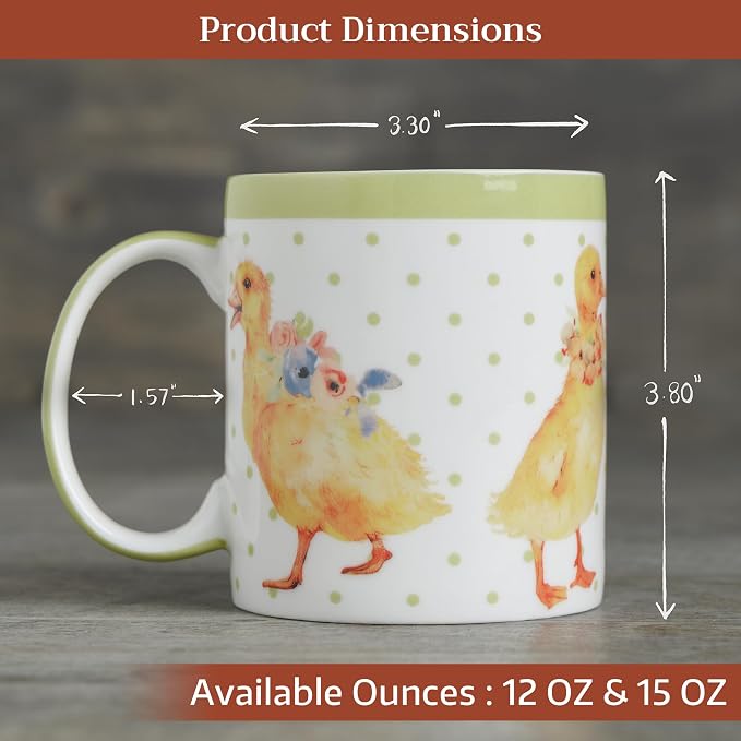 Maison d' Hermine Coffee Mug with Handles Tea Cups (15 Ounce, Pack of 1) | Fine Bone China Coffee Mugs for Hot Beverages Cappuccino Latte Home Spring Summer -Ducklings In Spring - Happy Ducklings - Image 4