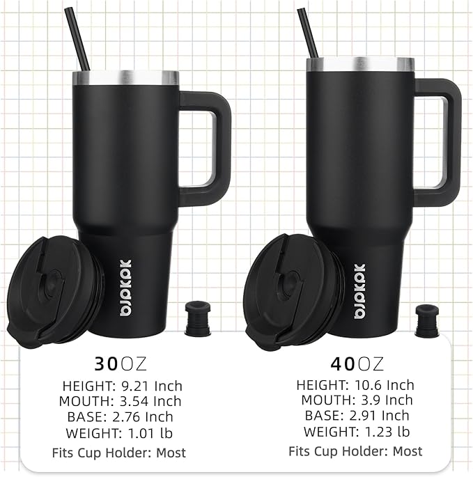 BJPKPK 30 oz Insulated Tumbler with Handle & Straw, Stainless Steel | Double Wall Vacuum Insulation, Leak Proof, BPA Free, Dishwasher Safe, Cupholder Friendly, Travel & Outdoor, Black - Image 4