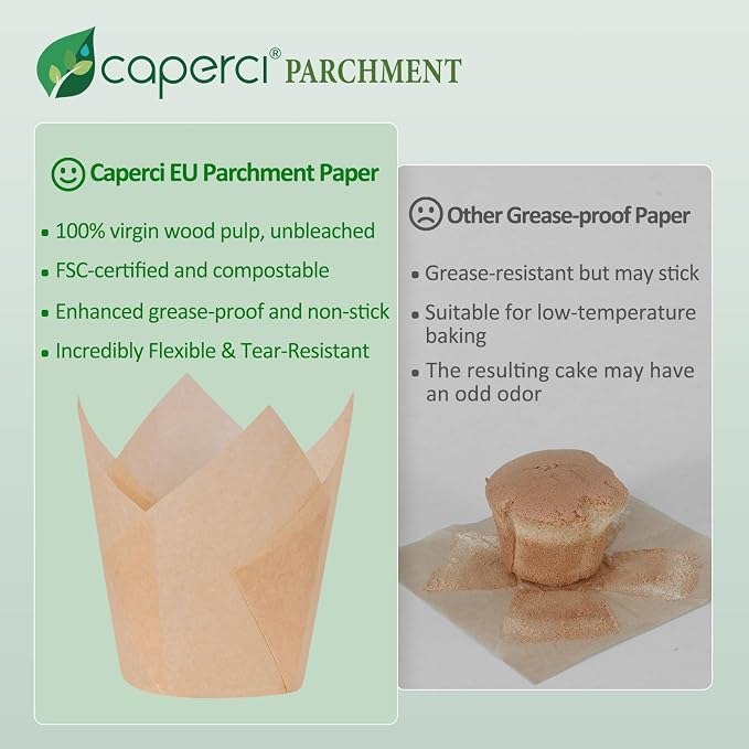Caperci 150pcs Natural Tulip Cupcake Liners Unbleached European Parchment Paper Baking Cups Muffin Liners for Party, Wedding, Christmas, Birthday - Image 6
