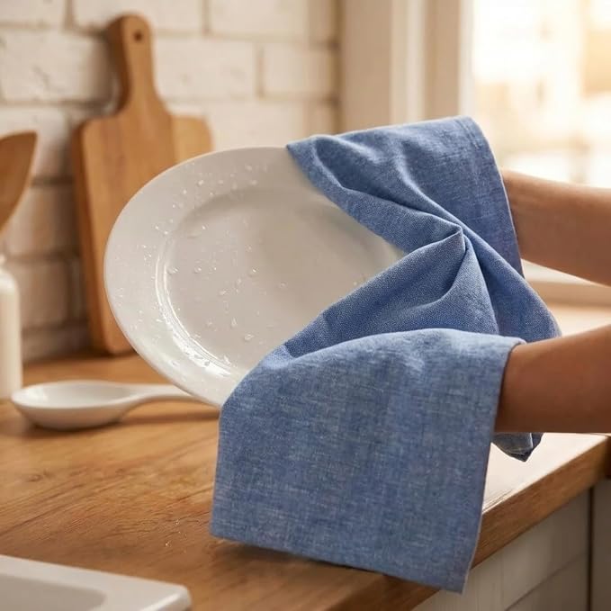 Urban Villa Kitchen Towels Cotton Dish Towels 20”x30” (Set of 6) Blue/White - Image 7