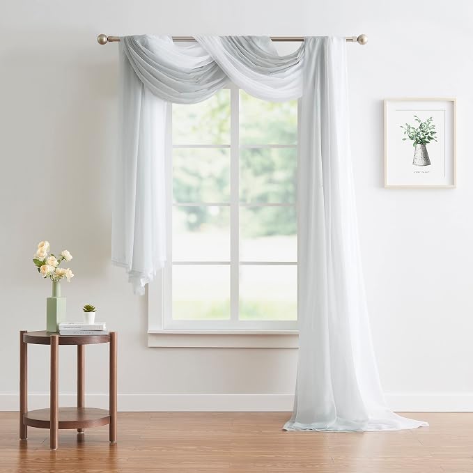 Warm Home Designs 55 x 216 Silver Sheer Window Scarf. AM Silver 216" | Extra Long Window Scarves Valances are Great As Wedding Arch Draping Fabric, Bed Canopy Or for Decorative Project. - Image 6