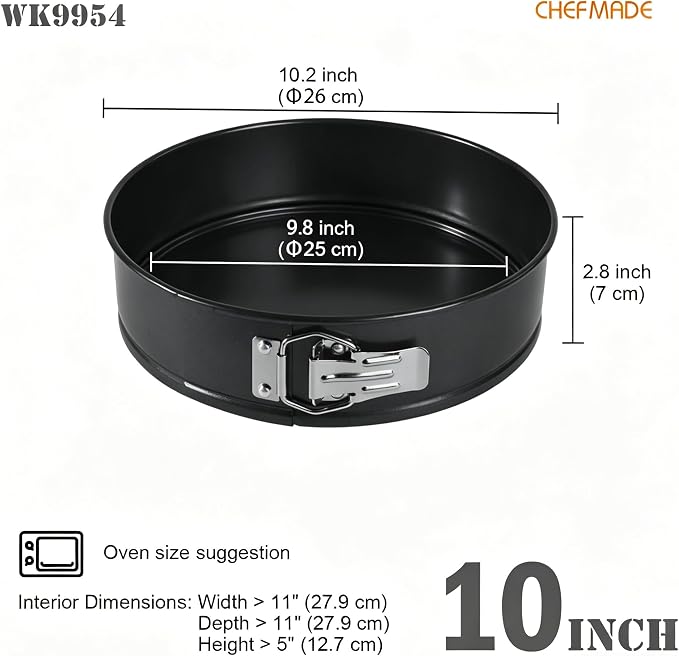 CHEFMADE Springform Pan, 10 Inch Round Cake Pan with Removable Bottom，Chiffon Bakeware for Oven and Instant Pot (Black) - Image 2