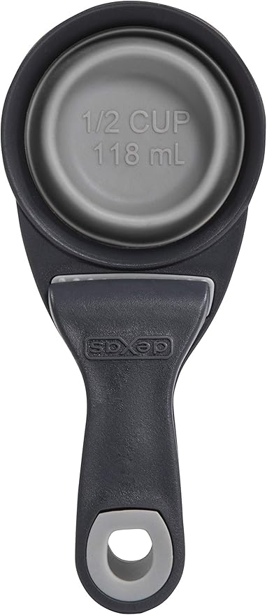 Dexas Pets Collapsible KlipScoop Collapsible Dry Dog Food Scoop and Dog Food Bag Clip, 1/2 Cup Capacity, Light Gray (PW650432429)
