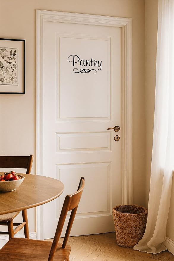 Pantry Decal with Single Swirl - Vinyl Art Wall Decal for The Home or Kitchen Pantry - 8" W X 4.5" H (Black) by H-TRADINGS