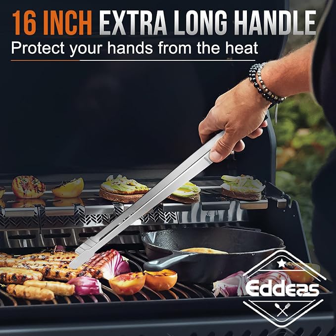 Eddeas 16 Inch long Kitchen Tweezers - 2 Pack large Tweezer Tongs for Cooking, Heavy Duty Stainless Steel Heat Resistant 600°F Food tweezers, Dishwasher safe - Image 2