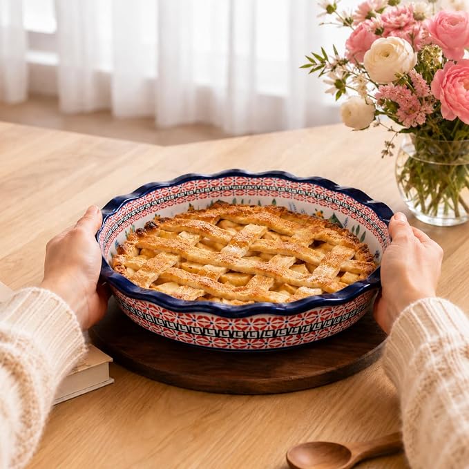 Ceramic Pie Pan for Baking, 10.6 in Hand-Painted Pie Plate for Cooking, 37 oz Deep Dish Pie Pans, Non-Stick Pie Dishes for Apple Pie, Tart, Pizza, Quiche, Oven & Dishwasher Safe, Lead-Free, White - Image 6