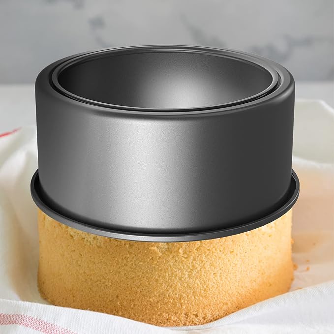 CHEFMADE Round Cake Pan, 8-Inch Chiffon Pan with Removable Loose Bottom | Non-stick carbon steel round baking pan, oven & Instant Pot. Ideal for chiffon, angel food, and sponge cakes (Black) - Image 6