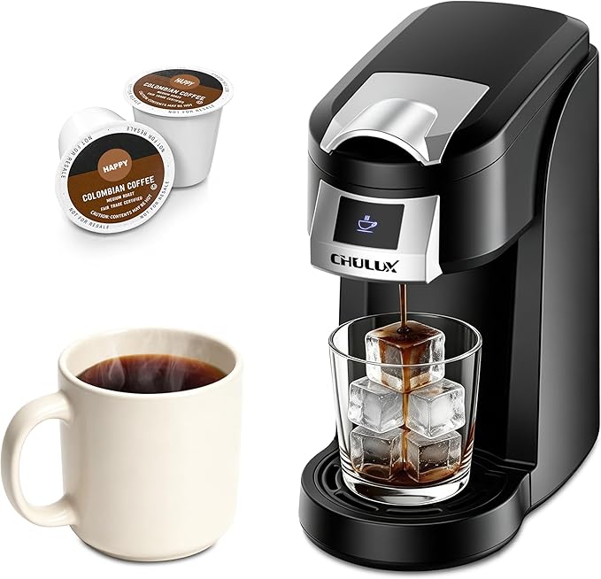 CHULUX Lite Single Serve Coffee Maker for K Cup Capsule with One Touch Brew | Boiler Fast Heating System, Unique Split-Flow Nozzle, Designed for Standard Mugs, 5 to 12 oz Brew Sizes, Single Cup Reservoir by CHULUX