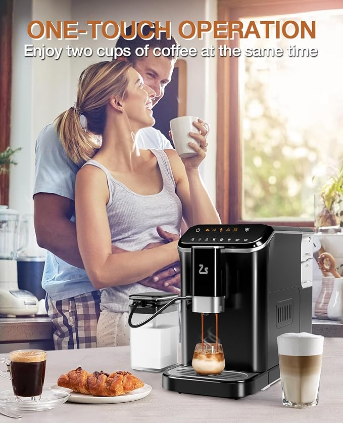 Jojoka 20 Bar Fully Automatic Coffee Machine with Grinder & Frother | Touchscreen control, 15 adjustable grind settings, dual boiler, 1.5L removable water tank, automatic milk frother - Image 9