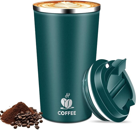 17oz Insulated Travel Coffee Mug with Flip Lid – Leakproof Stainless Steel Insulated Coffee Tumblers, Reuable Coffee Cup for Hot & Cold Drinks, Perfect for Camping & On-the-Go by Hwawhin