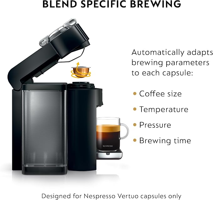 Nespresso Vertuo Coffee and Espresso Machine by De'Longhi, Piano Black | Piano black coffee machine that brews 4 cup sizes with Centrifusion extraction for barista grade coffee and espresso at home. - Image 5
