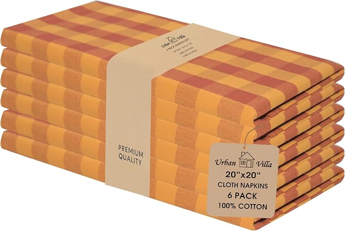 Urban Villa Cloth Napkins Cotton 20x20 (Set of 6) Brigld by CottonTrends