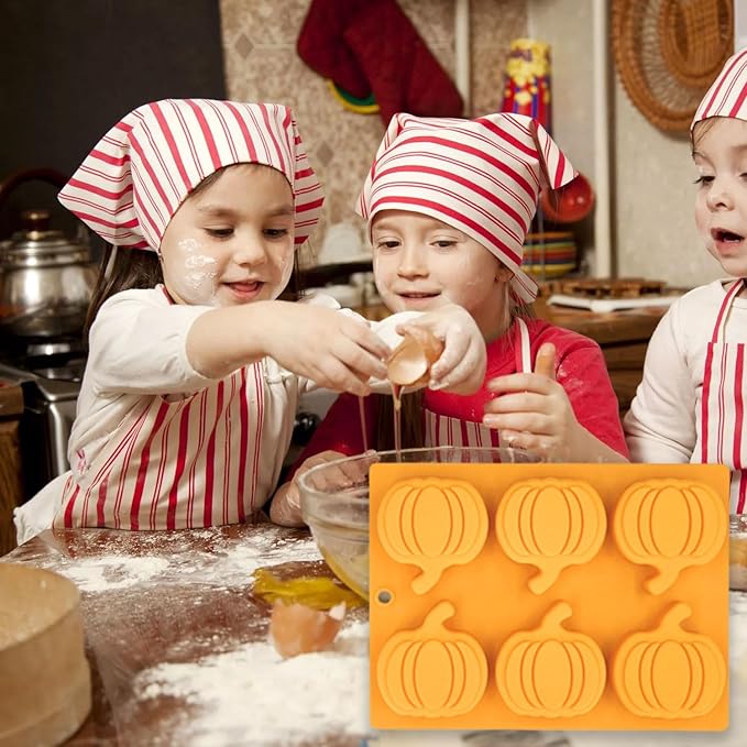 2 Pcs Fall Pumpkin Silicone Molds for Chocolate 3D Pumpkin Silicone Mold Halloween Thanksgiving Candy Baking Molds for Candy Ice Cube Cake Cupcake Decorations Jelly Jello Candle