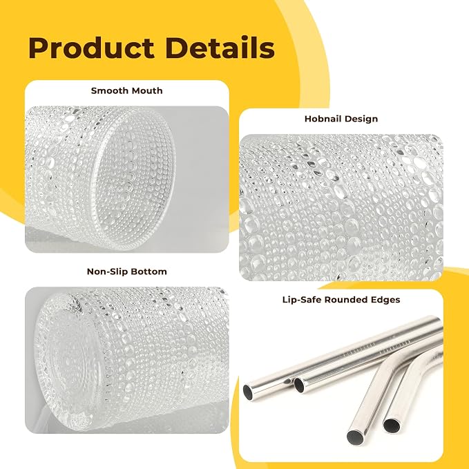 CycleMore Set of 12 Vintage Hobnail Drinking Glasses, 12 oz Highball Glasses & 10 oz Cocktail Glasses, Bar Tumbler Glassware for Water, Juice, Beer, Whiskey, Cocktail, Smoothie - Image 5