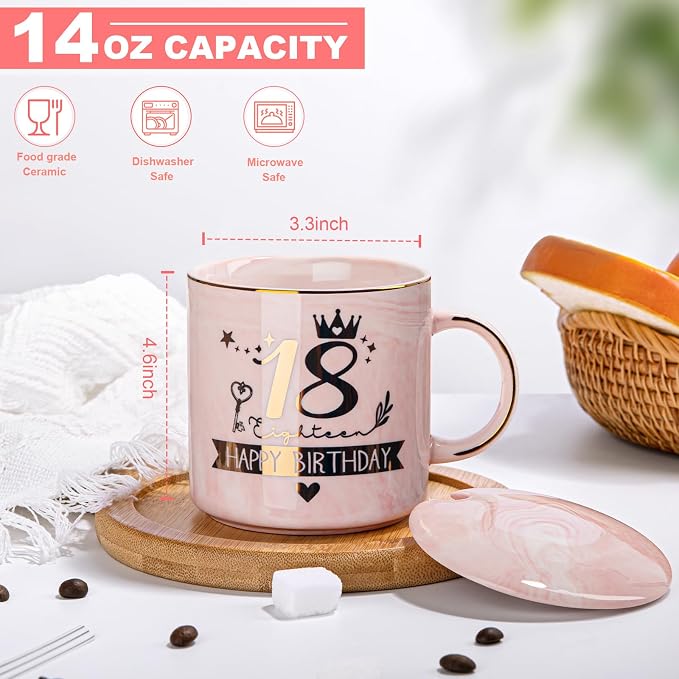 18th Birthday Gifts for Girls, 18 Year Old Girl Birthday Gifts, 14 Oz Mug | Unique Gift Ideas for 18 Year Old Girl Daughter, Niece, Granddaughter, Presents for 18th Birthday, with Spoon Card Gift Box - Image 2