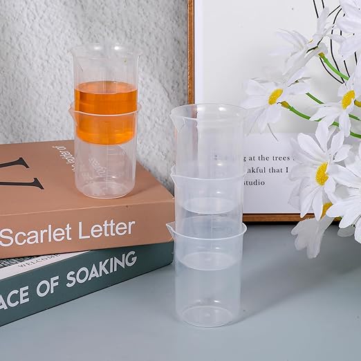 6 Pcs Plastic Beakers, 50 Ml Measuring Cups Portable Graduated Beaker Small Milliliter Measuring Cup Transparent Plastic Beaker for Kitchen Lab Cooking Science Experiment Liquid Measure Supplies
