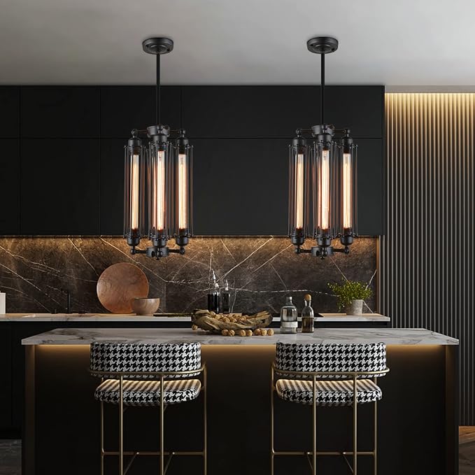 Industrial Steampunk Chandelier 2pcs Vintage Pendant Light Loft Ceiling Fixture for Country Hotel Restaurant Bar Creative Ceiling Lamp(4 Heads) - Image 2