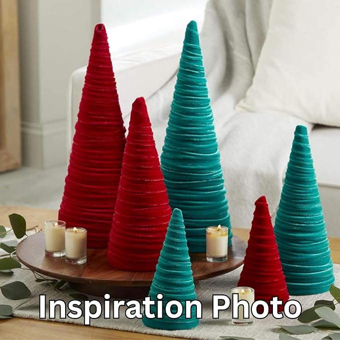 Your Heart's Content Red Velvet Trees Set of 3, Winter Wedding Centerpiece, Valentine Tabletop Tree Decor, Cozy Handmade Romantic Home Decor, Bookshelf Accent, Gift for (Red) - Image 7