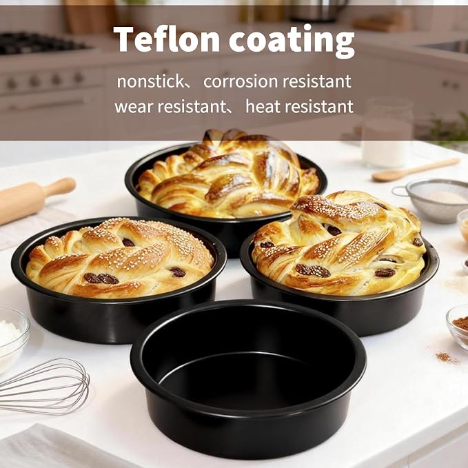 6 Inch Round Cake Pans Set of 3, Heavy-Duty Carbon Steel Baking Pans for Layered Birthday Cakes, Non-Stick Professional Circle Smash Cake Tins, Straight Wall & Dishwasher Safe - Image 8