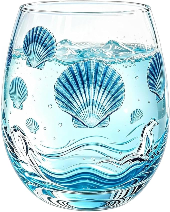 Drinking Glasses, 350ml Transparent Sea Animal Kitchen Glassware | Cocktail Glasses for Milk Ice Water Juice Tea Beer Mother Dad Wife by Unknown