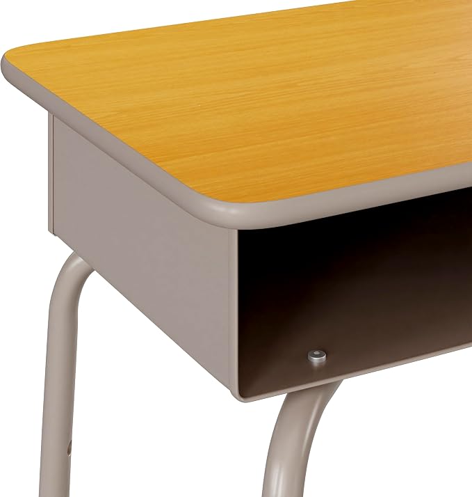 Flash Furniture Billie Student Desk - Maple Open Front School Desk - Silver Metal Frame - 24"W x 18"D Adjustable Height, Durable for School or Remote Learning - Image 10