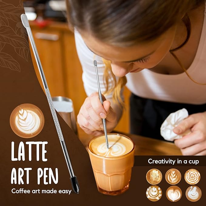 Milk Frothing Pitcher, 32OZ (900ml)– Stainless-Steel Milk Frother Cup with Latte Art Pen– Measurement on Both Sides– Rust-Resistant Frothing Pitcher for Milk, Cappuccino32OZ (900ml)