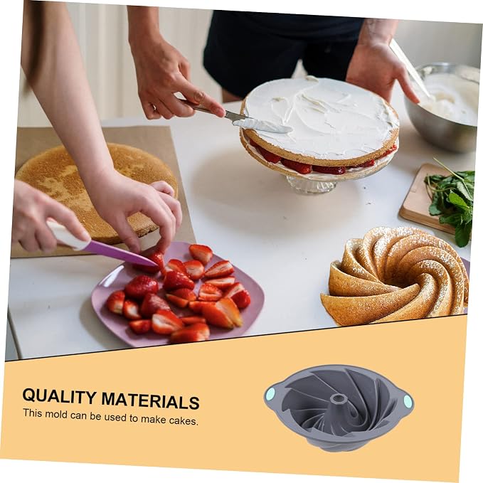 SECFOU Light Grey Silicone Spiral Cake Mold Non-stick Savarin Baking Tool Diy Baking Tray for Oven Use Easy Clean Safe for Long-term Use - Image 8