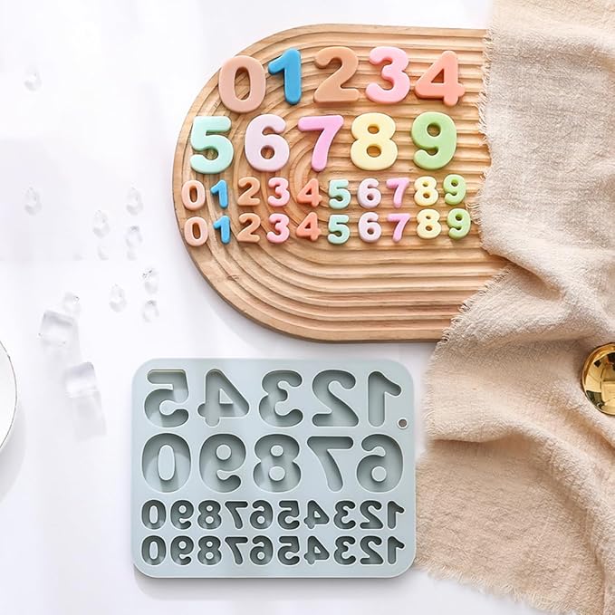 60 Cavities Number (0 to 9) Shape Candy & Chocolate Silicone Molds,2 Size, Non-Stick, Baking Molds for Making Candle, Cake Decoration, Jelly, Cupcake, Ice Cubes 2 Count