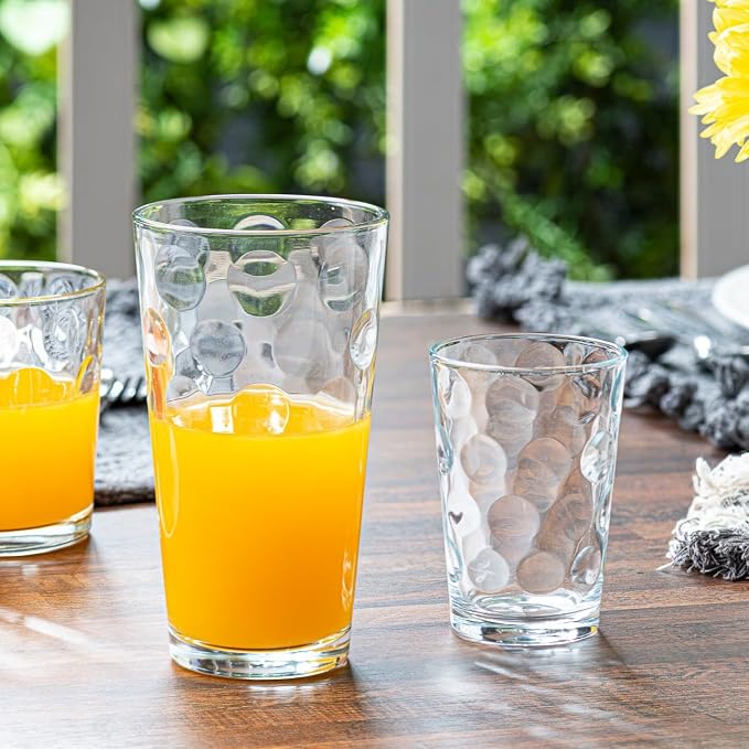 Set of 12 Elegant Everyday Stackable Drinking Glasses - Includes 4-17oz Highball Tumbler Glassware, 4-13oz DOF Rock Glasses, 4-7oz Juice Glasses for Mixed Drinks, Water, Beer, Wine. - Image 2