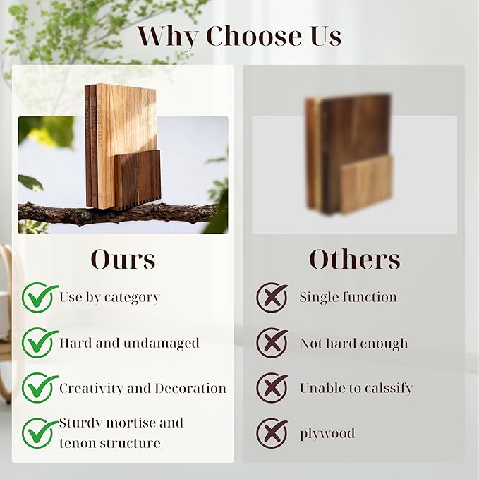 Book Cutting Board Set with Wooden Stand for Home Cooks | 3 Labeled Boards for Fruits Veggies,Meat Fish,Bread Cheese Organized Prep,No Cross Contamination - Image 6