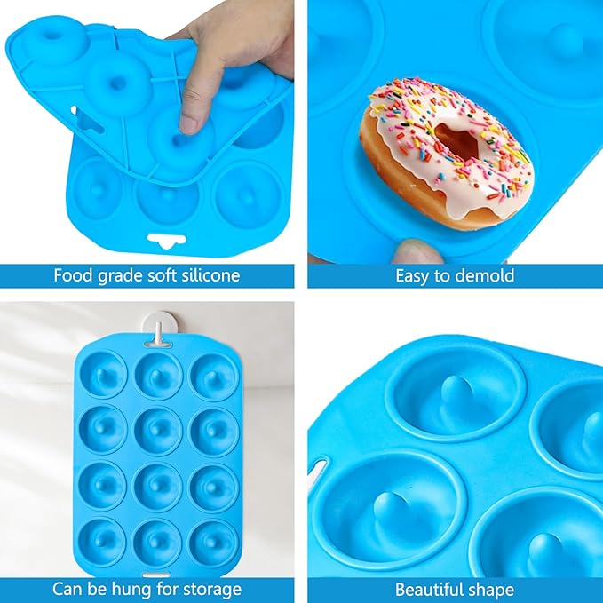 Silicone Donut Pan, Bite Size Silicone Donut Molds for baking, Mini Donut Mold Heat Resistant, Mini Baking Mold for baking delicious donuts, Non-stick Bottom, Easy to Clean