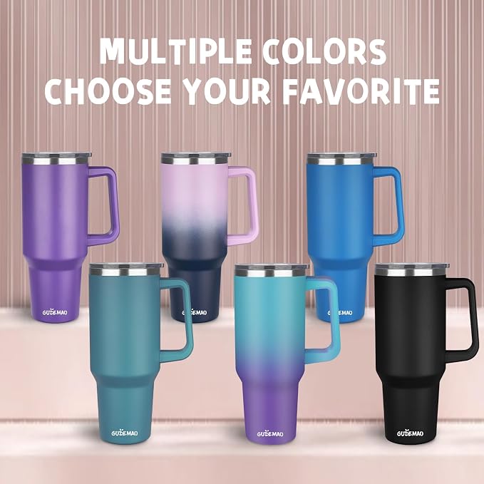 40 oz Insulated Coffee Mug with Ceramic Coating, Stainless Steel Travel Coffee Tumbler with Handle Lid and Straw, Double Wall Leak-Proof Coffee Travel Mug Keeps Drink Hot and Cold (Black) - Image 8