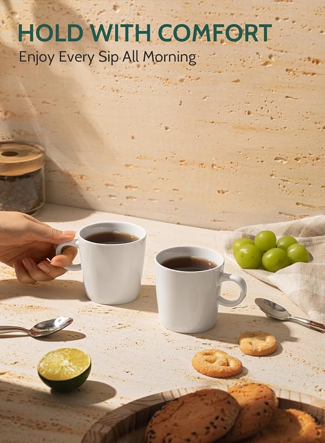 Sweese 5oz Porcelain Espresso Cups Set of 4, Mini Coffee Mugs Demitasse Cups - White - Image 5