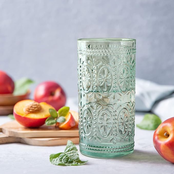 abrwyy Green Drinking Glasses, Vintage Glassware, 12oz Highball Glasses | Lead-Free Glass, Thick&Durable Glass, Home Decoration, Food Grade Glass - Image 6