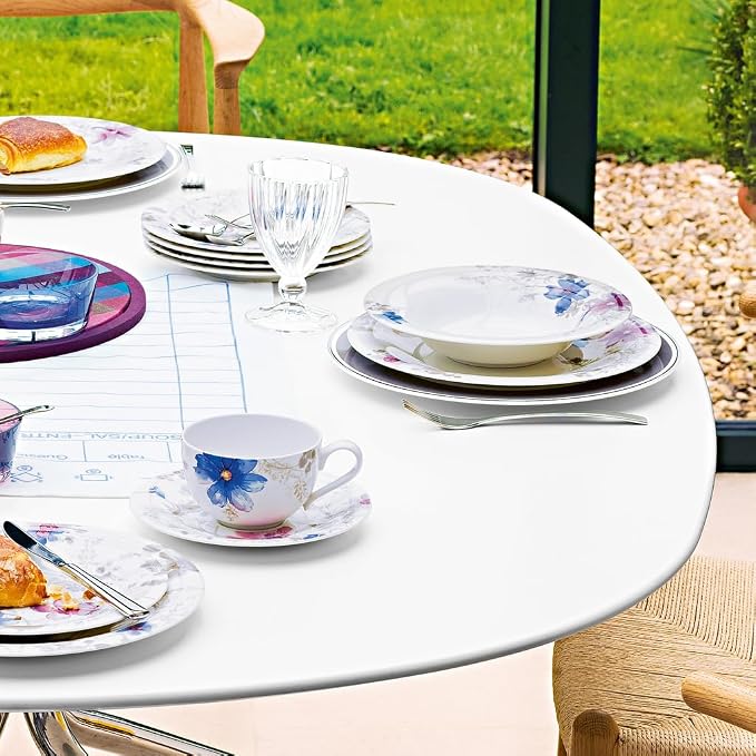 Villeroy & Boch Mariefleur Gris Basic Soup Plate, 23 cm, Premium Porcelain, White/Multicoloured - Image 4