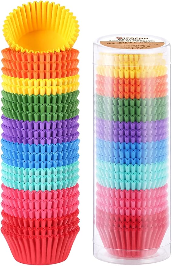 Colored Mini Paper Cupcake Liners Vibrant Muffin Baking Cups 400-Count by Gifbera