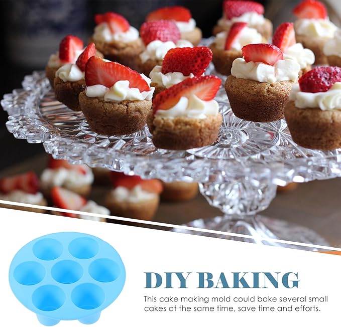 Healifty Silicone Non-stick Muffin Cake Mold Baking Tray for Air Fryer and Oven Small Blue Cupcake Pan Food-grade Material for Muffins Cakes Brownies and Chocolate Desserts