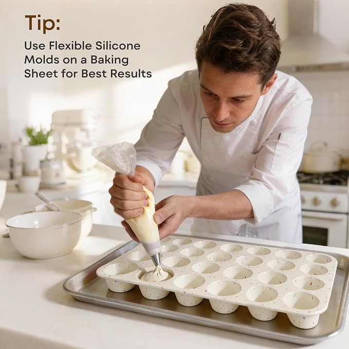 Silicone Mini Muffin Pan, 24 Cup Nonstick Mini Cupcake Pan 2Pcs | Food-Grade Silicone Muffin Tin, Oven Dishwasher Freezer Safe Silicone Molds for Home Baking DIY, Mini Cupcakes, Egg Bites - Image 3