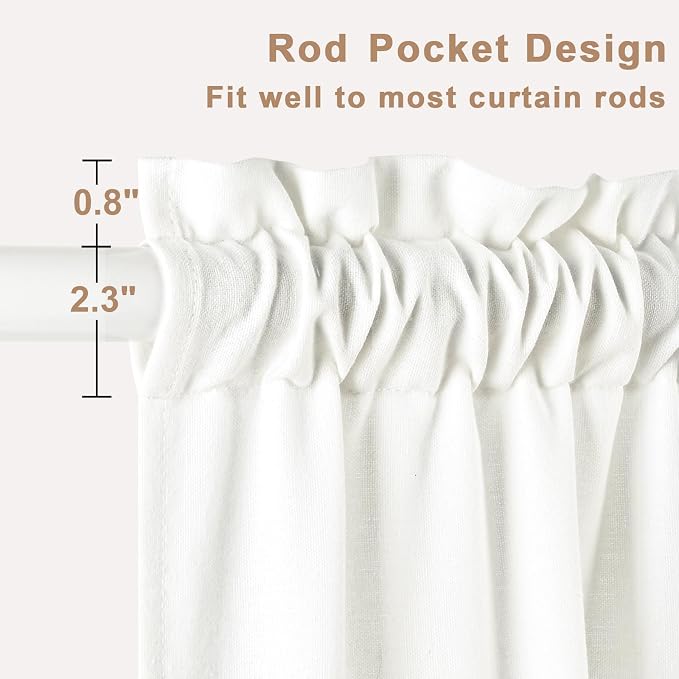 Likiyol Linen Valances for Windows Farmhouse Ruffle Swag Valance Rustic Country Window Valances Light Filtering Kitchen Curtains Rod Pocket Valance Curtains for Bathroom Cafe, White, 60" W x 36" L - Image 4