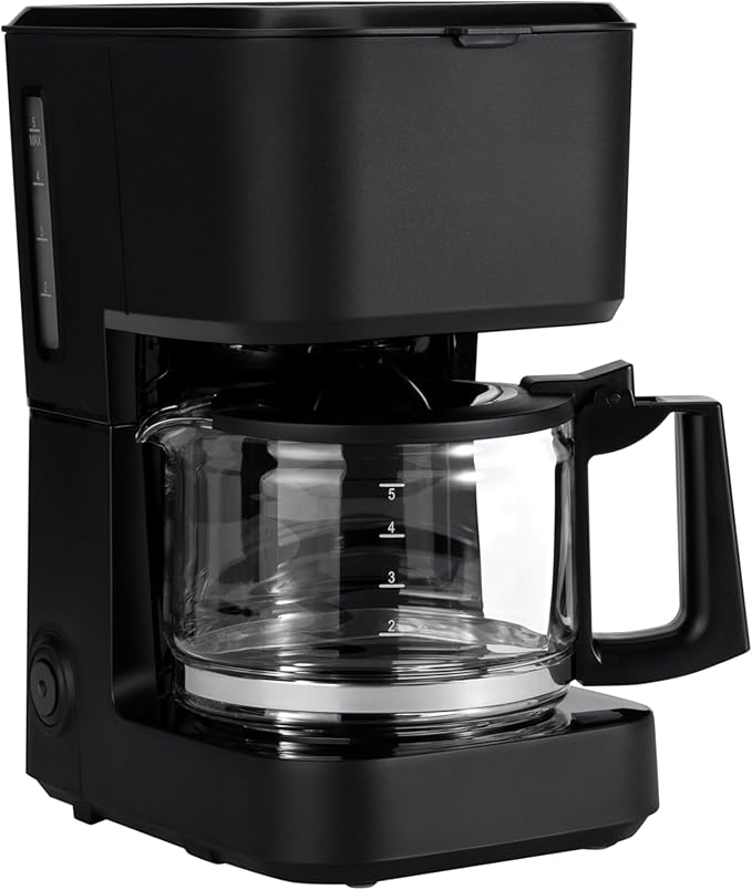 Amazon Basics 5 Cup Drip Coffee Maker with Glass Coffee Pot (0.8 Qt), Auto Shut-off, Auto Pause, Removable Filter Basket, Matte Black by AmazonBasics