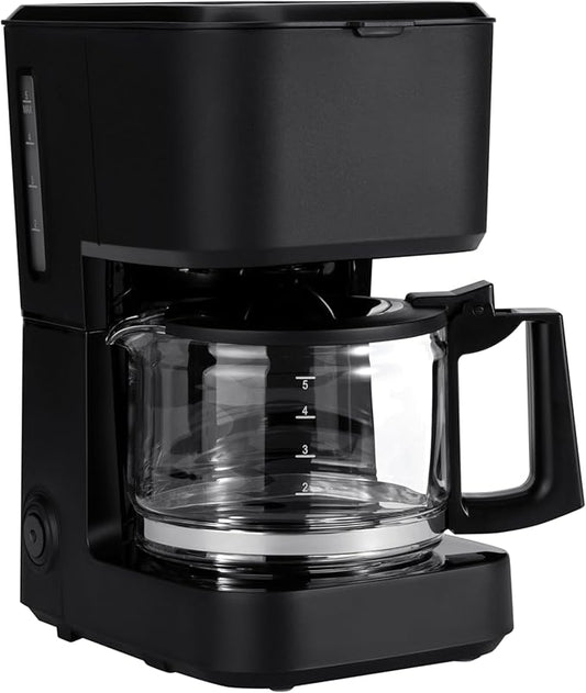 Amazon Basics 5 Cup Drip Coffee Maker with Glass Coffee Pot (0.8 Qt), Auto Shut-off, Auto Pause, Removable Filter Basket, Matte Black by AmazonBasics