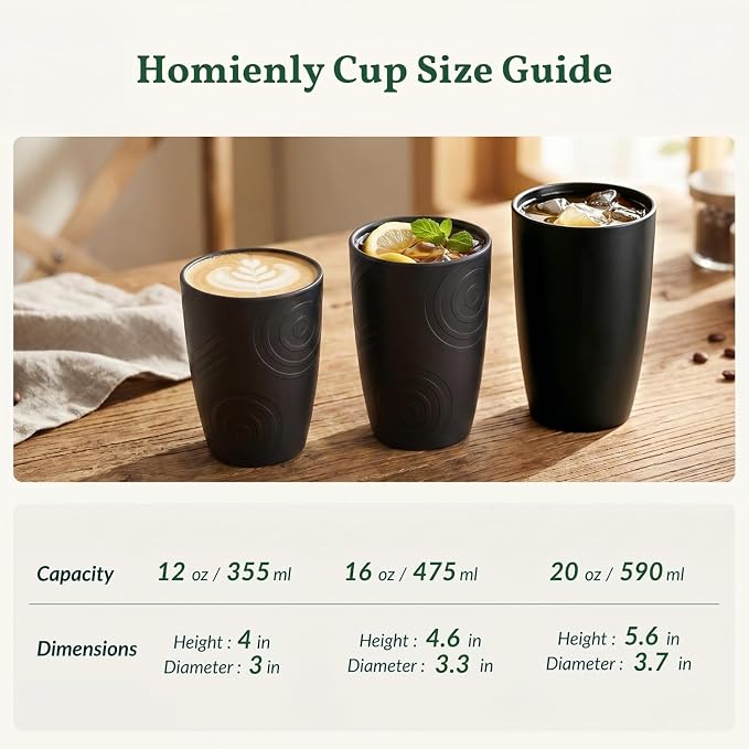 Homienly Kitchen Cups 20oz Wheat Straw Cups-6 pcs Lightweight cups Unbreakable & Reusable Glassware Set Stackable for Party,Camping,Picnic-Black - Image 9