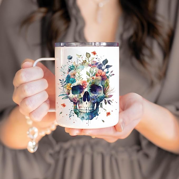Hyturtle Skull Cup Gifts Skull Lovers - Just A Girl Who Loves Skulls Coffee Mug Stainless Steel 12oz - Goth Gifts For Women - Cute Gothic Lover Gift For Her, Girls, Daughter On Birthday Christmas - Image 4