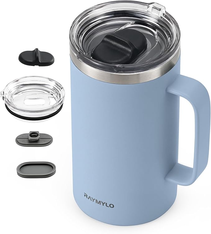 RAYMYLO Insulated Coffee Mug 24 oz, Spill-Proof & Detachable Slider Lid | Double Wall Stainless Steel with Thorough Clean Lid & Handle, Cold for 9 Hrs, Suitable for Camp Home Office by RAYMYLO