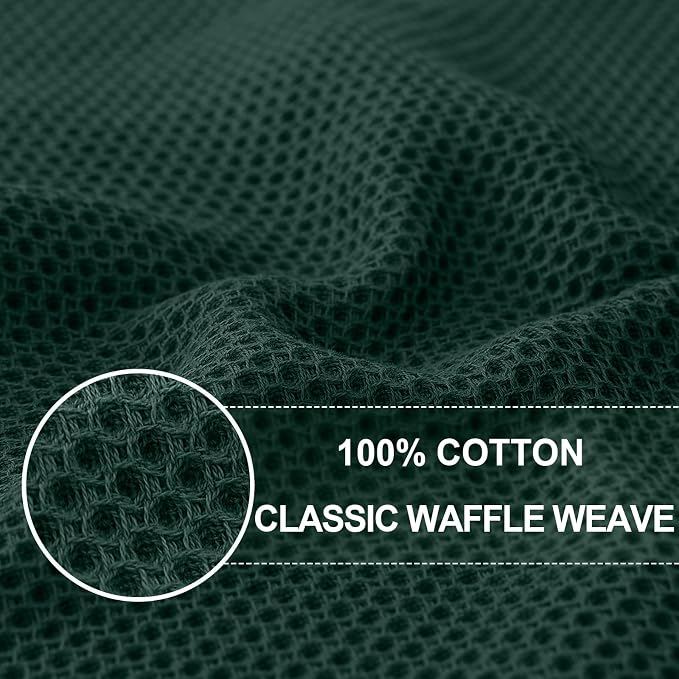 Homaxy 100% Cotton Oversized Waffle Weave Kitchen Towels 4-Pack | Blackish Green, 20 x 28 Inches, Ultra Soft Absorbent Dish Towels, Quick Drying Large Cleaning Towels - Image 2