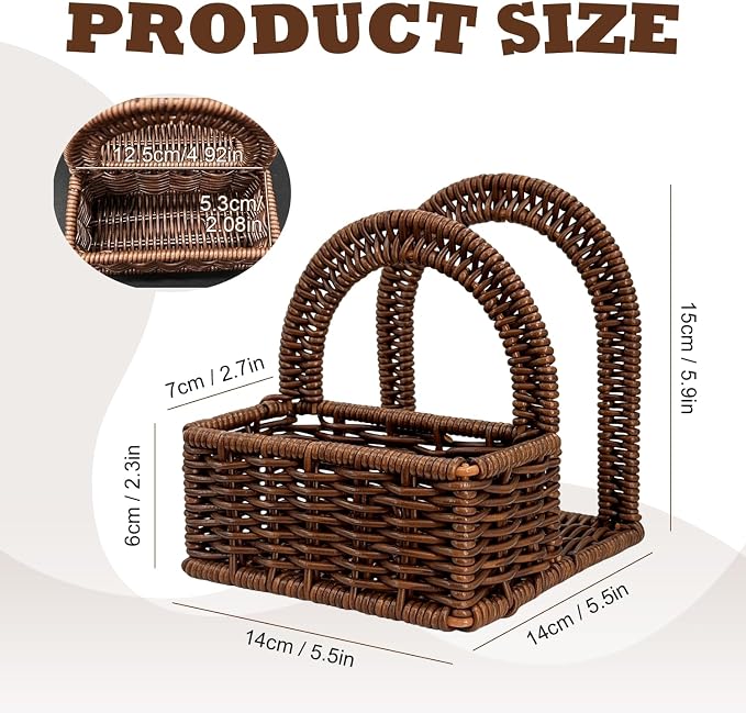 Plastic Rattan Napkin Holder with Salt and Pepper Shakers Holder for Table, Kitchen countertop Organizer (Without Salt, Pepper Shakers & Napkins) - Image 2