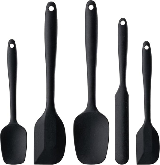 Silicone Spatula Set,5 Piece Food Grade Rubber Spatulas,Black | Spatulas Silicone Heat Resistant for Baking,Cooking,and Mixing High Heat Resistant Non Stick Dishwasher Safe BPA-Free by Hoewina